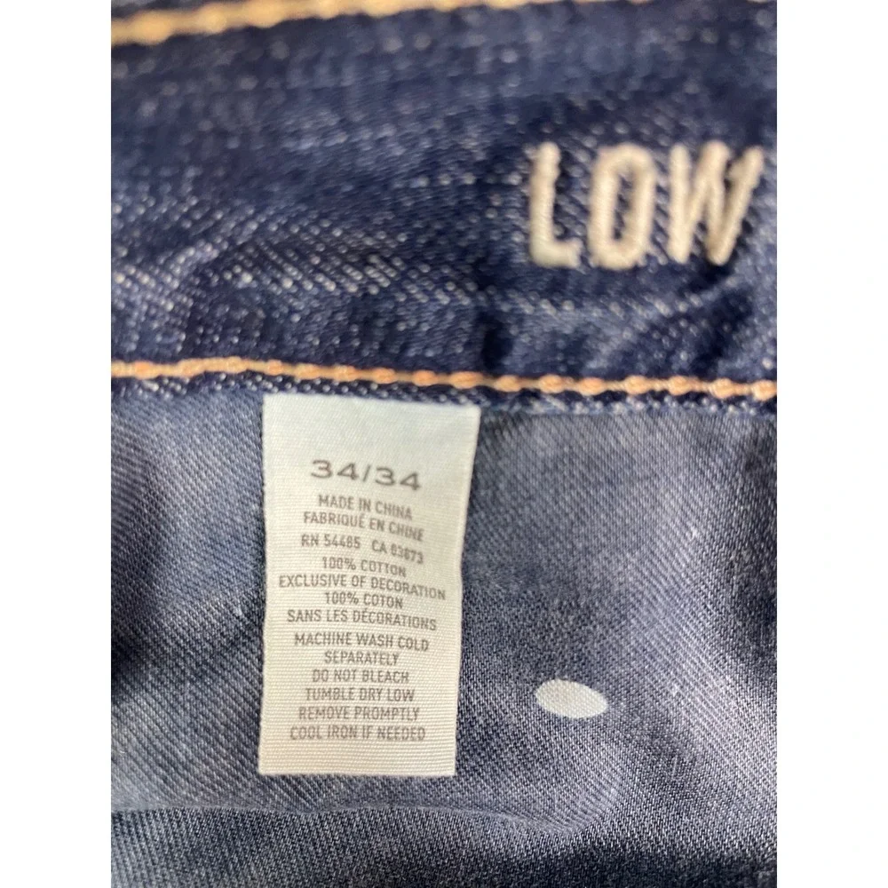 American Eagle Jeans Men Size 34 Low Rise Boot Cut Blue Denim Distressed Casual
